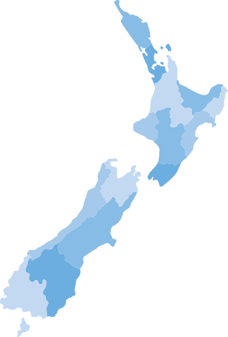 NZ regional map. 