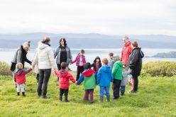 Group school trip outside.